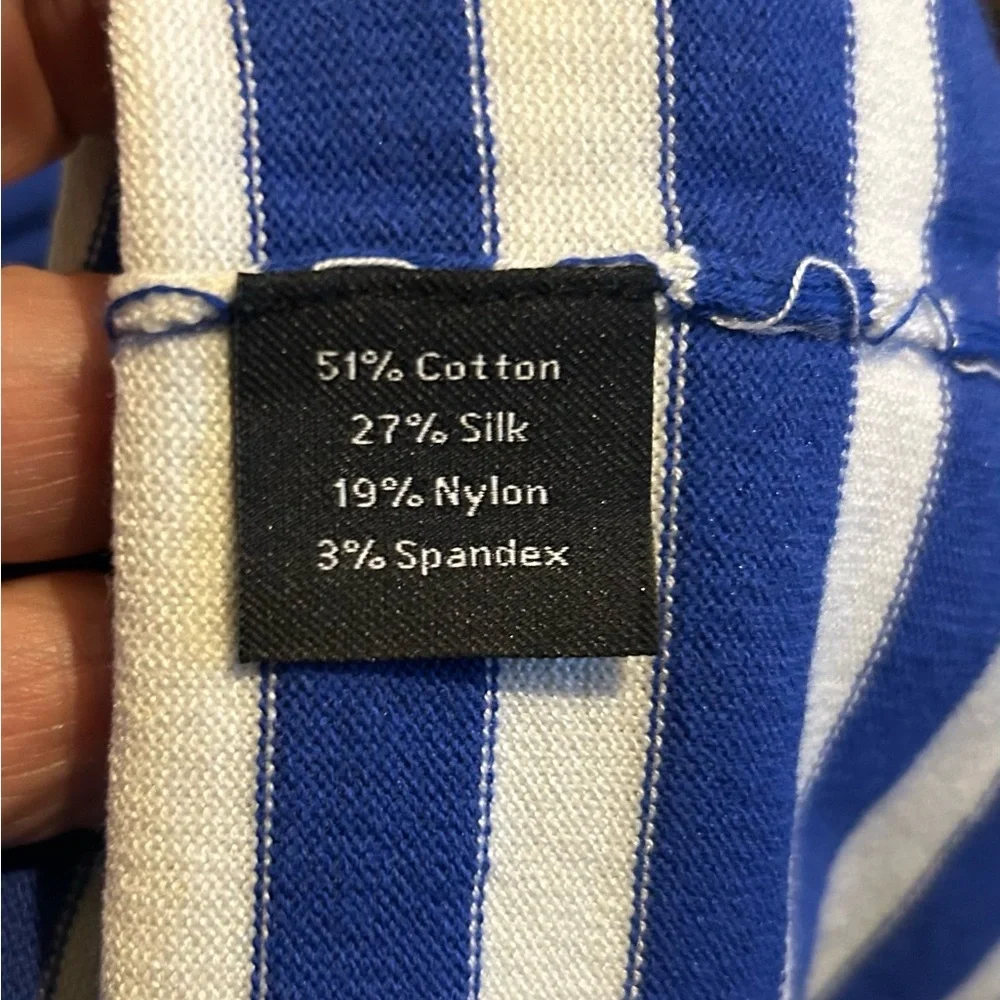 Rondina Striped Short Sleeve Sweater in Blue and White - Picture 3 of 3